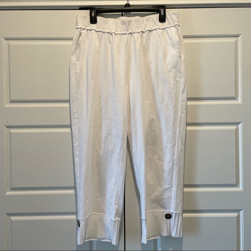 Soft Surroundings 100% Cotton White Elastic Waist Comfy Pants